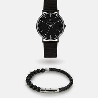 Sada pánskych hodiniek a náramku v čierne barve Paul McNeal